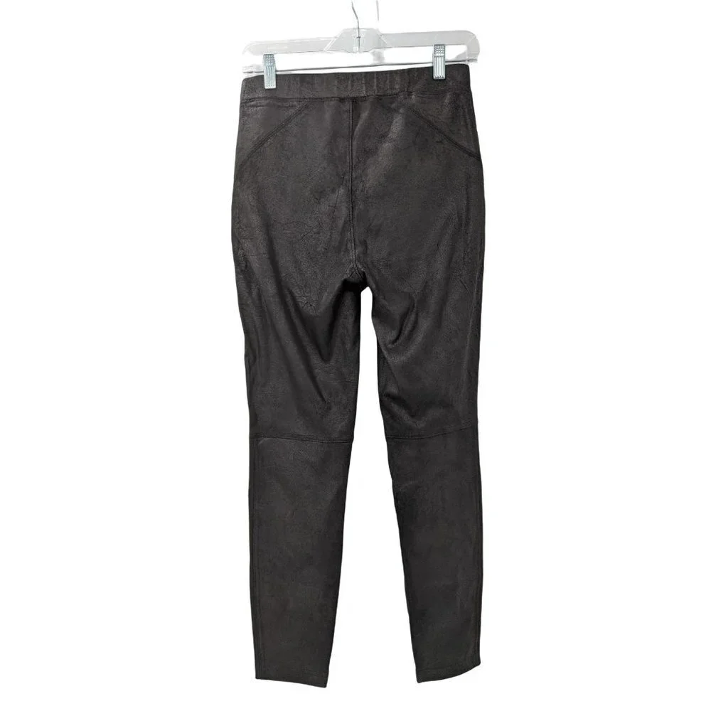 Free People Faux Suede Pants Leggings Womens S Black Pull On Elastic Waist Vegan